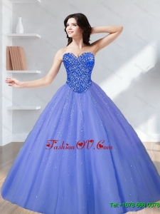 2015 New Style Beading Sweetheart Tulle Quinceanera Dresses in Lavender