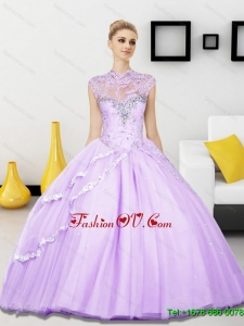 Classical Beading Sweetheart Tulle Sweet Sixteen Dresses for 2015