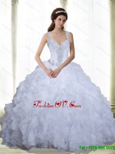 New Style Beading and Ruffles Sweetheart 2015 Quinceanera Dresses in White