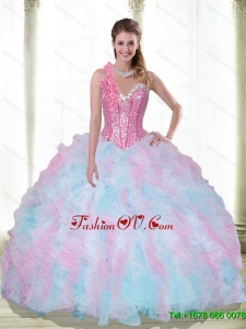 New Style Sweetheart Beading and Ruffles Multi Color Quinceanera Dresses