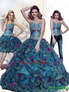 2015 Designer Appliques and Pick Ups Sweetheart Quinceanera Dresses in Multi Color