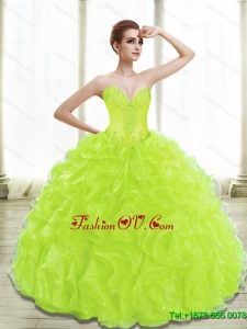 Designer Spring Green Lime Green Quinceanera Dresses with Appliques