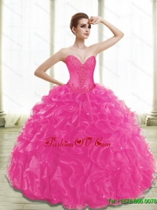 Newest Fuchsia Sweet Sixteen Dresses with Appliques and Ruffles