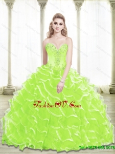 Unique 2015 Sweetheart Beading and Ruffled Layers Quinceanera Dresses