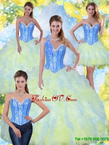 Unique Sweetheart Beading and Ruffles 2015 Quinceanera Dresses in Multi Color