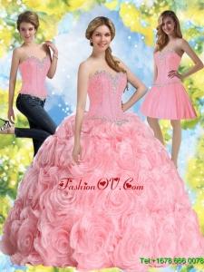 2015 Pretty Beading Baby Pink Quinceanera Dresses