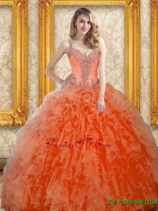 Lovely Orange Red Quinceanera Dress with Beading