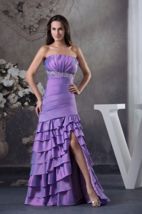 Beading and Ruffled Layers Column Strapless long 2013 Prom Dress