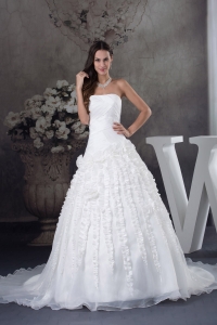 A-line Wedding Dress With Ruching Strapless Court Train