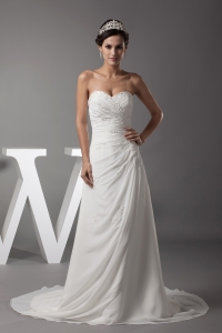 Appliques Sweetheart Column Wedding Dress With Lace Up Back