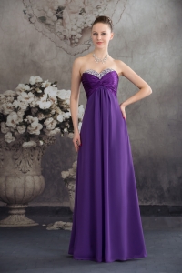 Beading Empire long Purple 2013 Prom Dress with Sweetheart
