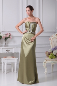 Olive Green Sweetheart Beading Prom Dress