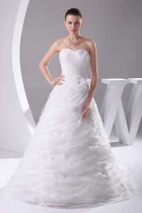 Ruffles Layered Organza Court Train Sweetheart A-Line Wedding Dress