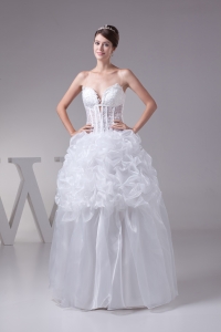 Spaghetti Straps White Pick-ups Lace Long Wedding dress