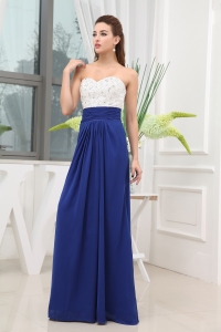 Beading Sweetheart Long Blue Prom Dress