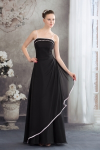 Simple Spaghetti Straps Black Long Prom Dress
