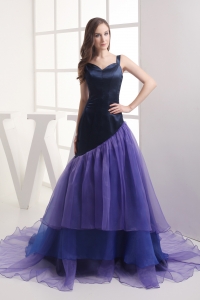 A-line Straps Multi-color Ruffled Layers Organza Prom Dress
