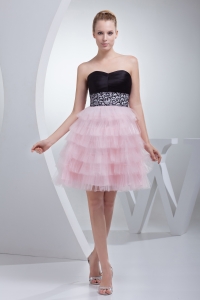 Beading and Ruffled Layers Sweetheart Mini-length Prom Dress