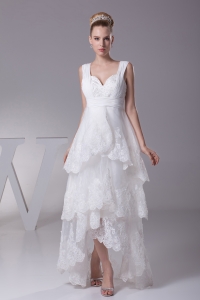 Lace Straps High-low A-line Wedding Dress