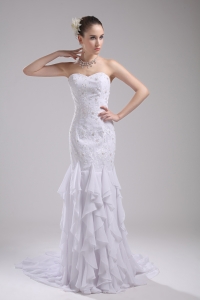 Mermaid Sweetheart Embroidery Ruffles Wedding Dress