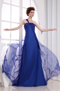 Royal Blue Chiffon One Shoulder Ruching Prom Dress