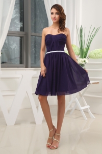 Ruching Empire Purple Strapless short 2013 Prom Dress