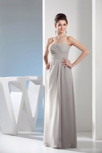 Cheap Column Sweetheart Ruching Gray long Prom Dress in 2013