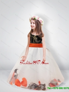 Pretty Ball Gown Scoop Belt Camo Flower Girl Dresses