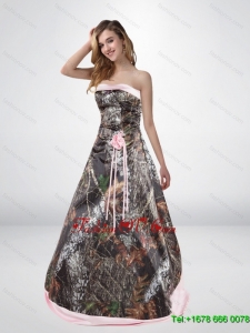 2015 Elegant A Line Camo Wedding Dresses with Hand Made Flower