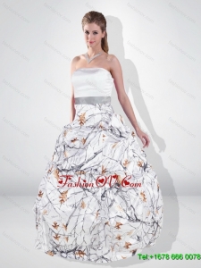 Elegant Ball Gown Strapless Camo Wedding Dresses with Belt