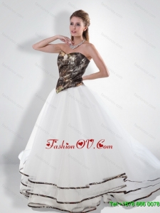 Luxurious Princess Sweetheart Court Train Camo Wedding Dresses with Beading