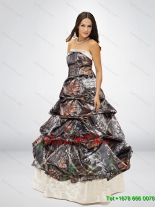New Style Puffy Strapless Camo Wedding Dress for 2015