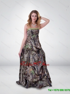 Beautiful Princess Strapless Camo Prom Dresses with Ruching