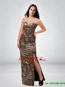 Discount Column Sweetheart Camo Prom Dress with High Slit