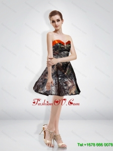 New Style A Line Sweetheart Beading Camo Prom Dresses with Knee-length