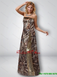 Exquisite Column Strapless Camo Prom Dresses with Sequins