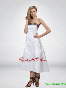 Luxurious High Low Strapless Camo Prom Dresses in White