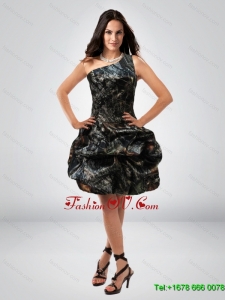 Perfect Ball Gown One Shoulder Camo Prom Dresses with Belt
