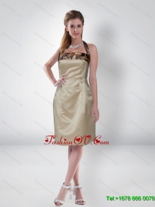 Discount Column Halter Top Knee Length Side Zipper Camo Prom Dresses
