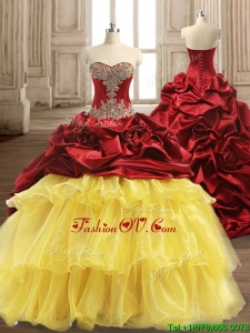 Luxurious Beaded and Ruffled Layers Quinceanera Dress with Brush Train