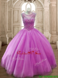 New Arrivals See Through Scoop Beading Quinceanera Dress in Lilac
