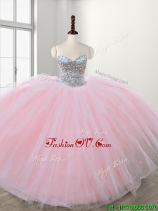 Discount Really Puffy Baby Pink Sweet 16 Dress with Beading