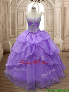 Pretty Big Puffy Ruffled Layers and Beading Sweet 16 Dress in Organz
