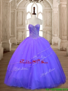 New Style Lavender Tulle Quinceanera Dress with Beading for Spring