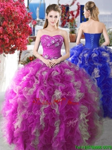 Perfect Applique and Ruffled Sweet 16 Gown with Puffy Skirt
