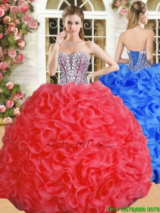 Luxurious Red Big Puffy Quinceanera Dress with Beading and Ruffles