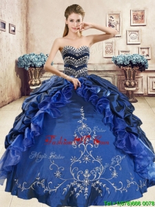 Luxurious Royal Blue Sweet 16 Dress with Beading and Embriodery