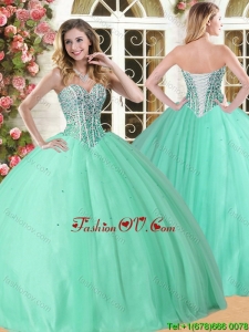 Wonderful Beaded Quinceanera Dress in Apple Green for Spring