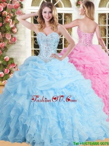 Inexpensive Applique and Ruffled Sweet 16 Dress in Baby Blue