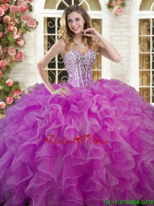 New Style Ruffled and Beaded Sweet 16 Dress in Lilac